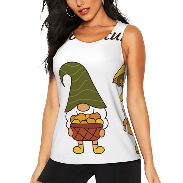 Fotbe Hello Autumn Blusas Sin Mangas para Mujer – Estilo Casual, Corte Suelto, Slim-Fit, Cuello Redondo Deportivo, Tops de Verano para Gimnasio y Yoga-XX-Large