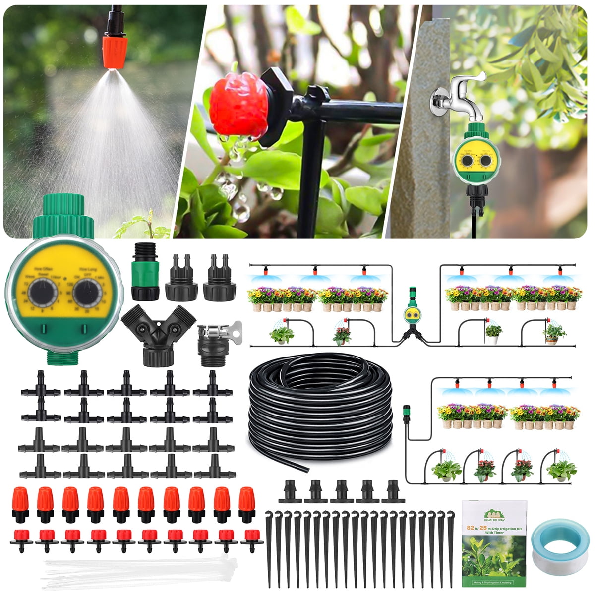 Details about   DIY Garden Automatic Micro Drip Irrigation System Kit Timer Sprinkler Watering 