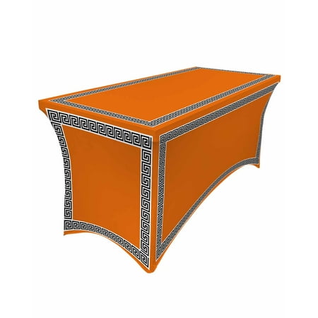 

Table Cloths for 4 foot Rectangle Tables Chinese Style Pattern Orange Background Stretch Washable Fitted Tablecloth Protector Picnic Table Cover for Event Wedding Party Banquet