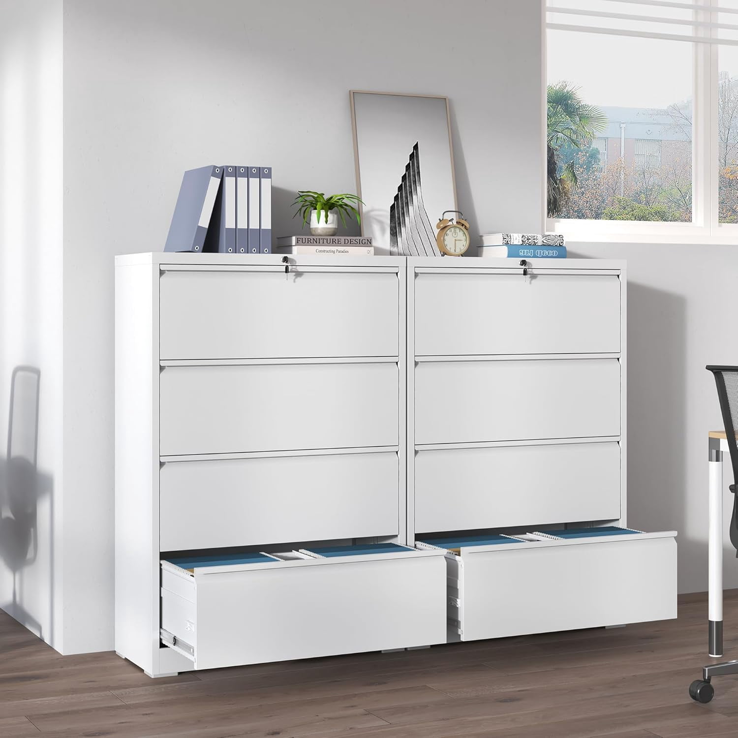 Metal Lateral Filing Cabinet for Home Office, Wide Steel Storage Cabinet Commercial Drawer for Legal/Letter/A4 Size Files, Drawer Lateral File Cabinets