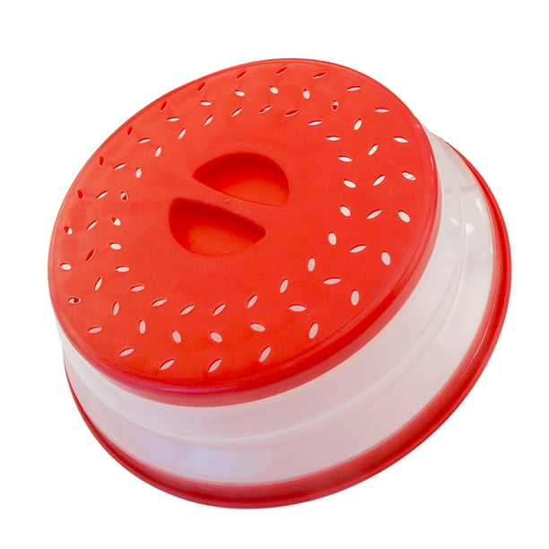 Collapsible Microwave Splash Proof Cover Food Fruits Vegetables Washing Lid Plastic Plate, Red ...