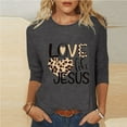 thumbnail image 1 of T-shirts de Pâques pour Femmes, Chemise à Manches 3/4 pour Femmes, Mode T-Shirt à Col Rond de Pâques pour Femmes, T-Shirt Décontracté à Col Rond, Blouses, 1 of 5