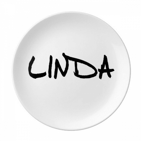 

Special Handwriting English Name LINDA Plate Decorative Porcelain Salver Tableware Dinner Dish