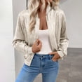 thumbnail image 2 of WTOBBY Women's Solid Color Splicing Thin Fashion Jacket Casual Jacket Top, Lightweight Modern Street Style with Front Zipper and Comfortable Loose Fit,Champagne L, 2 of 7