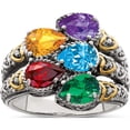 thumbnail image 2 of 14K/Silver Two-Tone Sterling Silver & 14K Five-Stone And Diamond Mother's Ring Semi-Mount (Size 7) Made In Thailand qmr20/5-7, 2 of 5