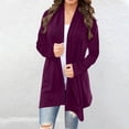 thumbnail image 2 of Jxximdong Cardigans for Women, Lightweight Knit Loose Long Sleeve Sweater Casual Soft Drape Open Front Fall Coats, Women's Bolero Shrugs Purple, 2 of 7