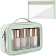 thumbnail image 1 of Makeup Bag 2Pcs Portable Clear Makeup Bag Travel Cosmetic Bag Waterproof PU Leather Makeup Bags Set For Women Girls (Green), 1 of 4