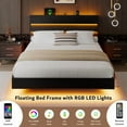 thumbnail image 6 of Honfach Floating Queen Size Bed Frame with LED Lights & Charging Station, Platform Bed with Wooden Storage Headboard,Black., 6 of 9