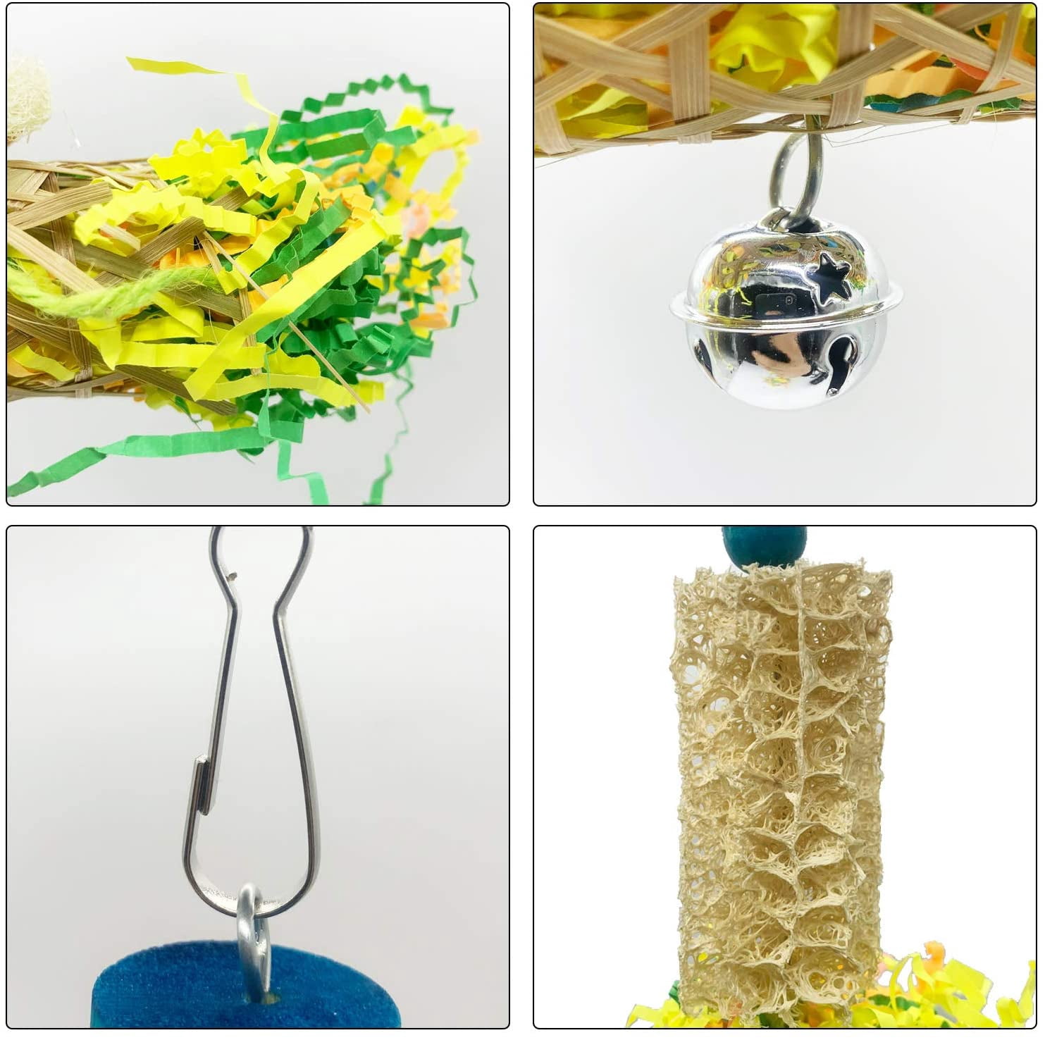5 Pack Bird Foraging Toys Parrot Shredder Rattan Balls Toy Hanging for Cage