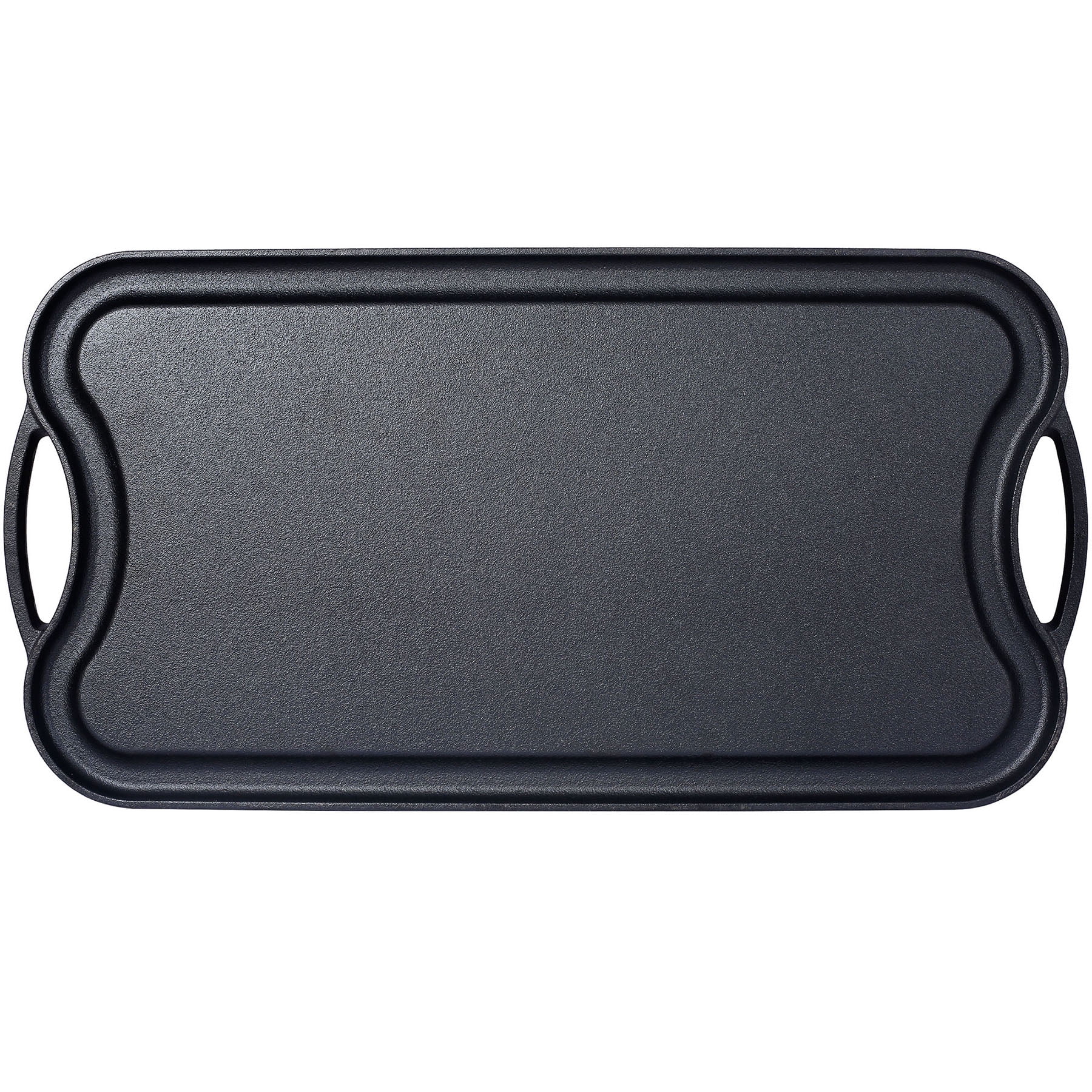 Pre-Seasoned Cast Iron Reversible Rectangular Grill/Griddle in Black, 20 Inch x 10 Inch for Versatile Cooking and Meal Preparation