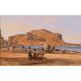 thumbnail image 3 of Martinus Rørbye 14x11 Black Modern Framed Museum Art Print Titled - Palermo Harbor with a View of Monte Pellegrino (1840), 3 of 5