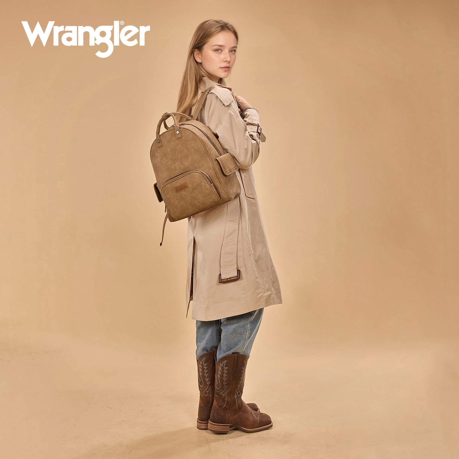 Wrangler Backpack Purse for Women Adjustable Strap Top-handle Handbags, Khaki