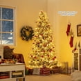 thumbnail image 5 of Topcobe 7 Feet Snow-flocked Artificial Christmas Tree Pre-lit Hinged Xmas Tree with Warm White LED Lights, Christmas Decorations for Indoor Party, 5 of 8