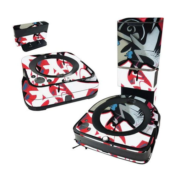 Skin Decal Wrap Compatible With iRobot Roomba s9+ Vacuum & Braava Jet m6 Bundle Sticker Design Graffiti Mash Up