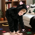 thumbnail image 6 of Kids Animal Onesie Pajamas Black Cat/Leopard with Hood and Paw for Halloween Christmas Party Homewear, 6 of 7