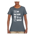 thumbnail image 2 of Eat Sleep Pray Repeat for Christians Faith | Womens Inspirational/Christian Graphic T-Shirt, Charcoal, X-Large, 2 of 3