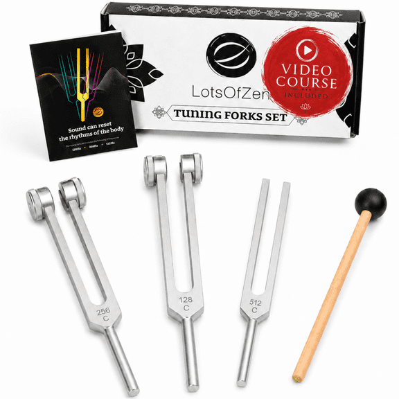 Tuning Forks for Healing (128Hz, 256Hz, 512Hz) – Weighted Aluminum Alloy Set with Mallet