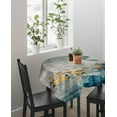 thumbnail image 3 of Navy Blue Ombre Rectangle/Square/Round Waterproof Tablecloths 60x60 inch Modern Geometric Yellow Oil Painting Abstract Art Polyester Table Cloth Table Cover Tabletop for Wedding Party, 3 of 5