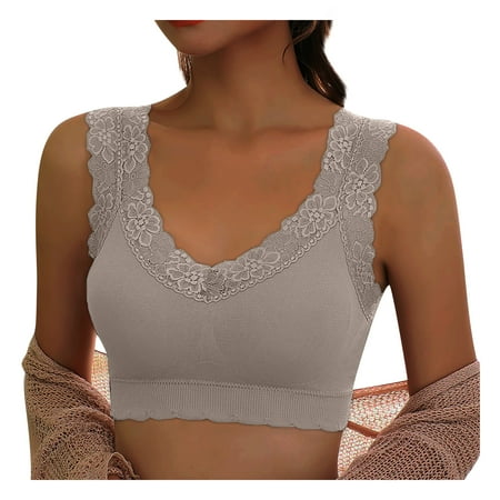 

YDKZYMD Women s Push Up Bra Supportive High Support Bras Solid Padded Bras Gray C