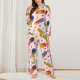thumbnail image 2 of Pajama Sets for Women 2 Pcs, cartoon Popsicle Button Down Long Sleeve Sleepwear Lounge PJ Sets, 2 of 6