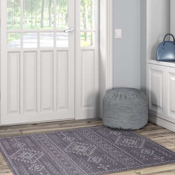 Contemporary Home Living 3' x 5' Southwest Geometric Diamond Area Throw Rug - Gray and Cream