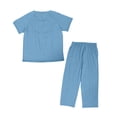 thumbnail image 5 of OIOLOYJM 2 Piece Post Surgery Recovery Sets for Men Women Cotton Soft Breathable Tear Away Side Snap Outfits Short Sleeve Shirt and Lounge Pants Sets Sky Blue S, 5 of 5