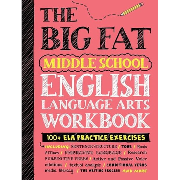 Pre-Owned The Big Fat Middle School English Language Arts Workbook: 100  ELA Practice Exercises (Big Fat Notebooks), 9781523523719, 1523523719, Paperback, Workbook edition