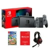 Nintendo Switch with Gray Joy-Con Controllers + Pokemon Snap for Nintendo Switch + Nyko Core 80801 Wired Gaming Headset + Nintendo Switch Online Family Membership 12 Month Code