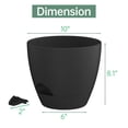 thumbnail image 3 of FIASON 2 Pack 10 Inch Matte Black Self Watering Planters, Modern Plastic Plant Pots with Drainage Holes, Detachable Black Base Tray and Watering Lip for Indoor Outdoor Houseplants, 3 of 9