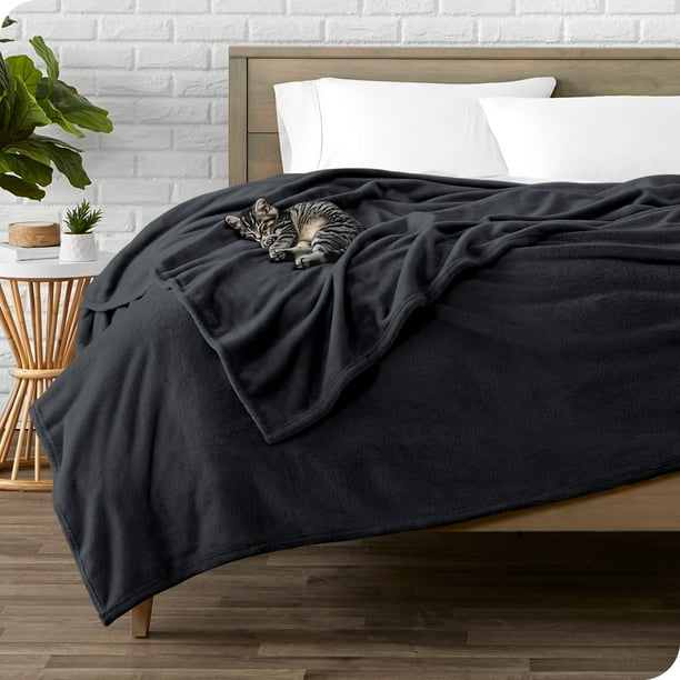 Bare Home Microplush Fleece Blanket 300 GSM Fuzzy Microfleece Soft Plush Full Queen Black Walmart Business Supplies