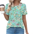 thumbnail image 2 of Summer T-Shirts for Women 2026 Trendy Floral Boho Printed Tees Casual Short Sleeve Beach Vacation Tunic Tops, 2 of 5