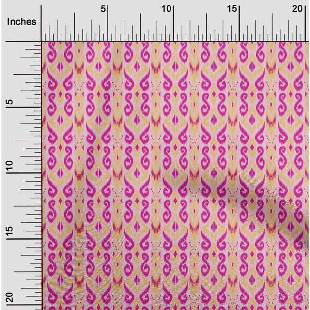 oneOone Polyester Lycra Fabric Stripe & Swirl Ikat Printed Fabric 1 Yard 56 Inch Wide