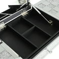 thumbnail image 5 of Resenkos Mirrored Makeup Vanity Desk with Crushed Diamond Inlay, Silver Dressing Table with Flip-Top Mirror, Silver, 5 of 13