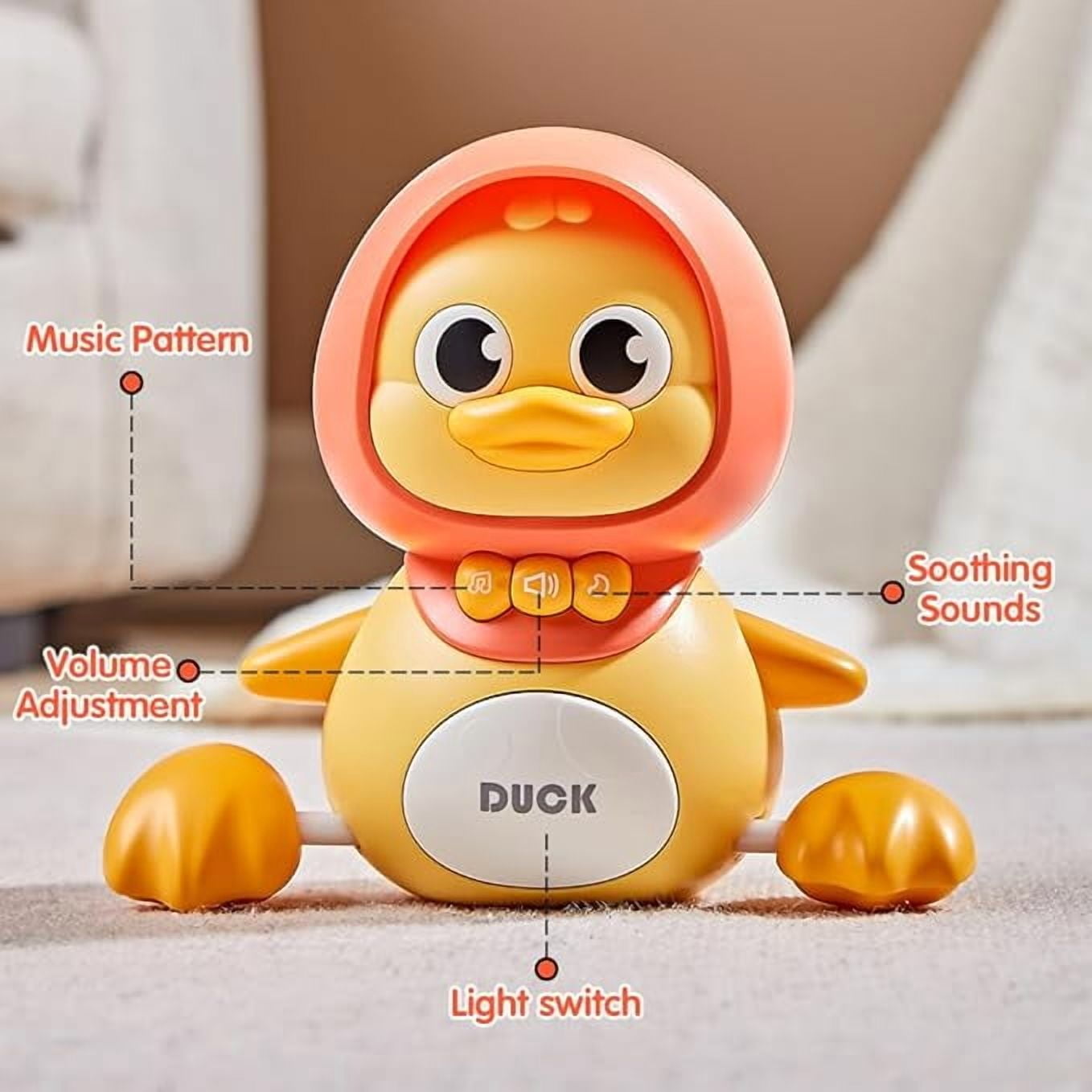 Baby Music Toy Duck Baby Belly Time Toy 3-6 0-6 6-12 Months Newborn Development Crawling Toy Glowing Walking Singing Toy 1-2 3-4 Years Old Boys and Girls Gifts (Yellow)