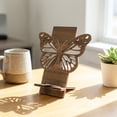 thumbnail image 4 of DefiDgd Hollow-out Butterfly Style Wooden Phone Stand,Desktop Cellphone Holder,Stable Support Bracket for Smartphones,Decorative Desk Accessory for Home Office(Brown), 4 of 7