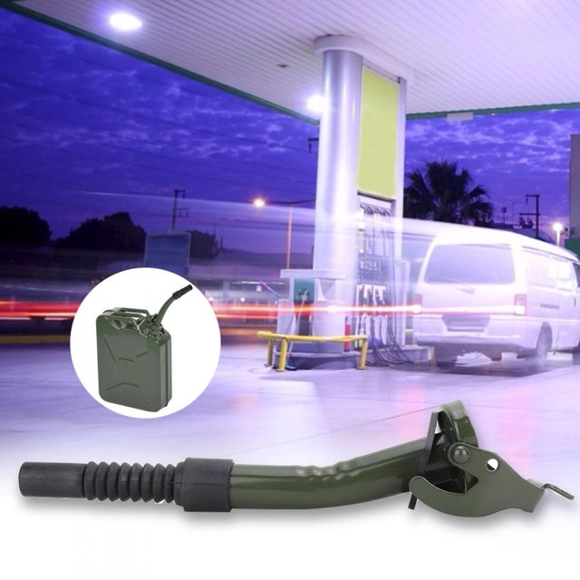 Boquilla de lata de combustible, boquilla de boquilla de bidón de coche portátil, embudo de combustible de gasolina y aceite de punta de metal para lata de combustible JC5MR / JC10 / JC20 Amonsee No