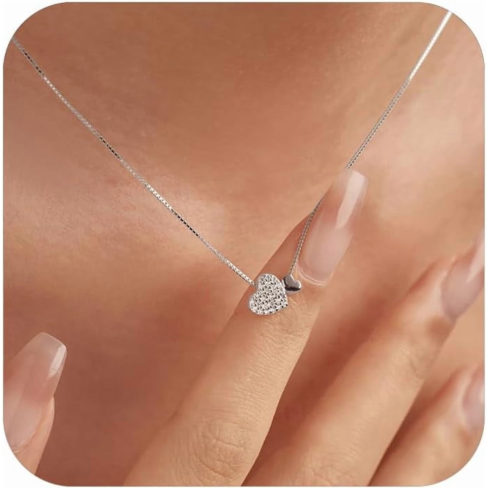 S925 Sterling Silver Heart Necklace for Women Dainty 14k Gold Plated CZ Love Heart Pendant Choker Necklaces Trendy Heart Chain Jewelry Birthday Teacher 2024 Graduation Gifts for Her Daughter