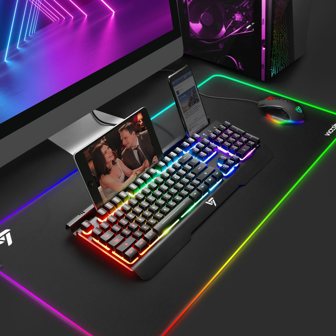 victsing rgb metallic gaming keyboard