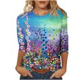 thumbnail image 2 of Pntutb Grande Taille Liquidation! T-Shirt Imprimé pour Femme Blouse à Manches 3/4 Col Rond Hauts Décontractés, 2 of 5