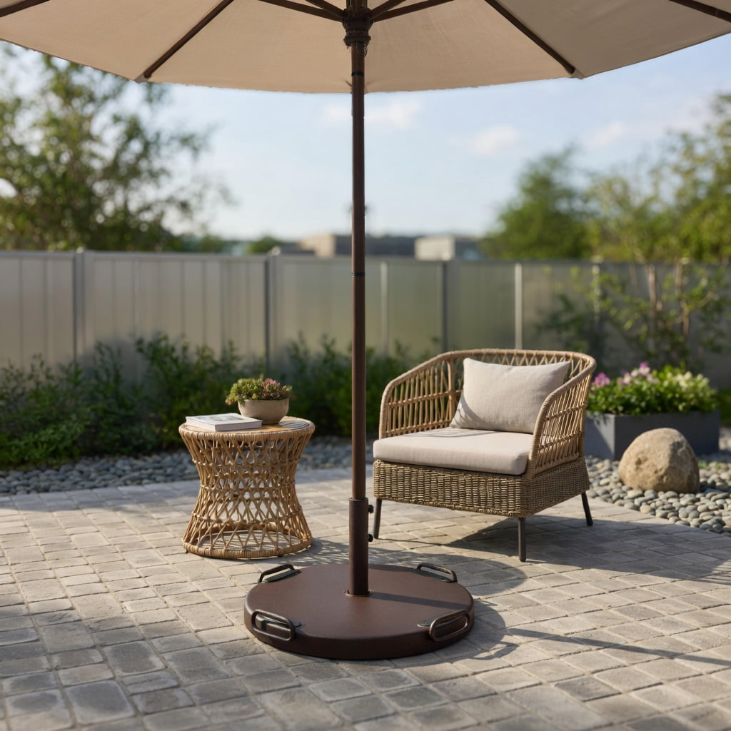 Resenkos Outdoor Umbrella Base, 50 lbs Umbrella Base Stand with Wheels for Patio, Black