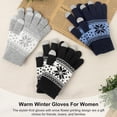 thumbnail image 5 of 3 Pairs Touch Screen Gloves with Snow Flower Pattern, Warm Knit Winter Gloves Christmas Gifts Stocking Stuffers for Women, 5 of 6