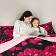 thumbnail image 5 of jejeloiu Romantic Loves Pattern Queen Comforter Set,Western Valentine Day Bedding Sets,Red Flowers Floral Bedding Comforter Set For Girls Kids,Luxury Bedroom Decor Reversible,3-Piece, 5 of 8