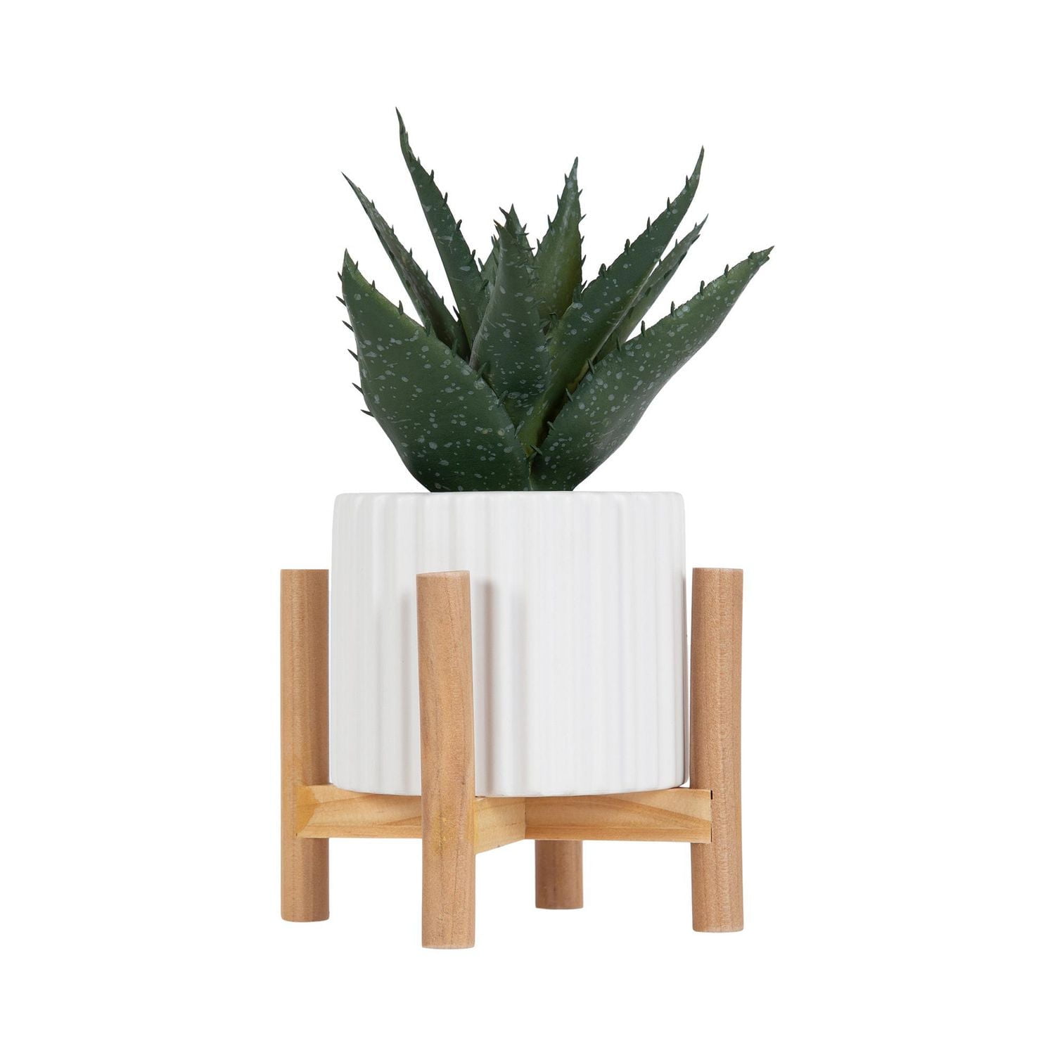 hometrends Parmalee Agave Ribbed White Pot, 9”H x 5.25” W x 5.25” D