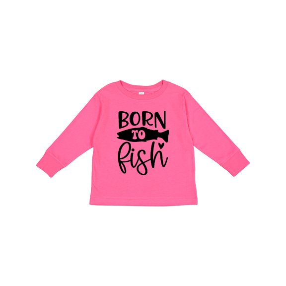 Inktastic Born to Fish Boys or Girls Long Sleeve Toddler T-Shirt