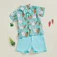 thumbnail image 6 of Baby Boy Clothes Toddler Easter Outfit Sets Lapel Button-Down Short Sleeve Shirt and Shorts Set 2 Piece, 6 of 6
