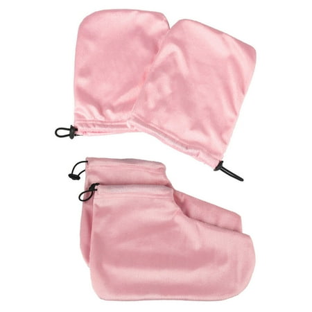 

NUOLUX 2 Pairs Paraffin Therapy Supplies Wax Bathing Foot Covers Gloves Set Protective Foot Cover Mitten Kit - Pink (1 Pair Glove + 1 Pair Foot Cover)