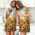 thumbnail image 4 of Gaeub Sunflower Field Bliss Print Women's Short-Sleeved Nightdress,Loose Comfy Pajama Sleepwear,Summer Night-dresses for Women, 4 of 6