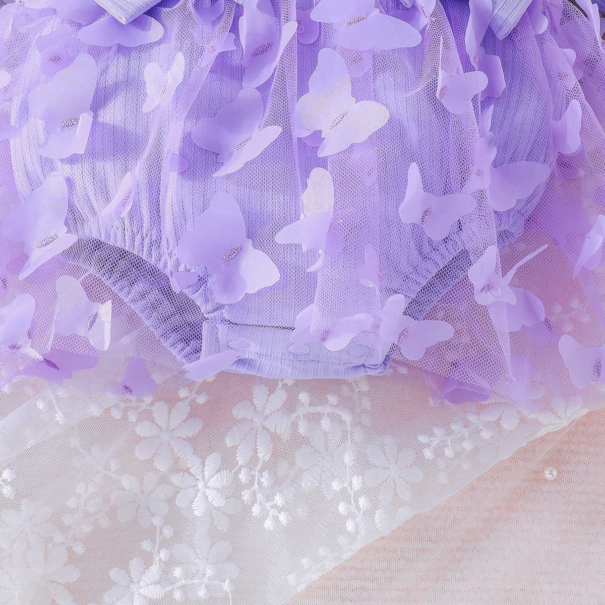 IBTOM CASTLE Newborn Baby Girls Butterfly Tutu Dress Long Sleeve Romper Tutu Skirt + Headband 2PCS Winter Fall Clothes 3-6 Months Purple