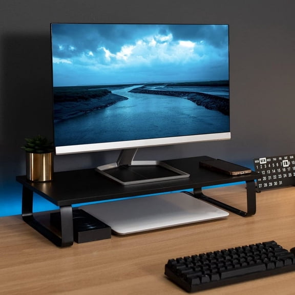 Monitor and Laptop Stand, 24 inch Desktop Riser, Black