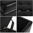 thumbnail image 4 of Tufted Leather Square Flip Top Storage Ottoman Cube Foot Rest, Black ST-SOPUBL1, 4 of 8